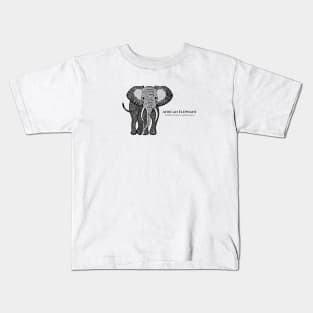 African Elephant with Common and Latin Names - animal design Kids T-Shirt